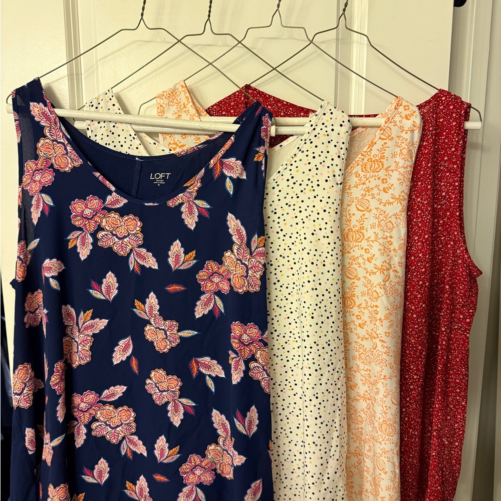 4 tanks for 1 low price! LOFT Women's Multicolor Floral and Patterned Tops